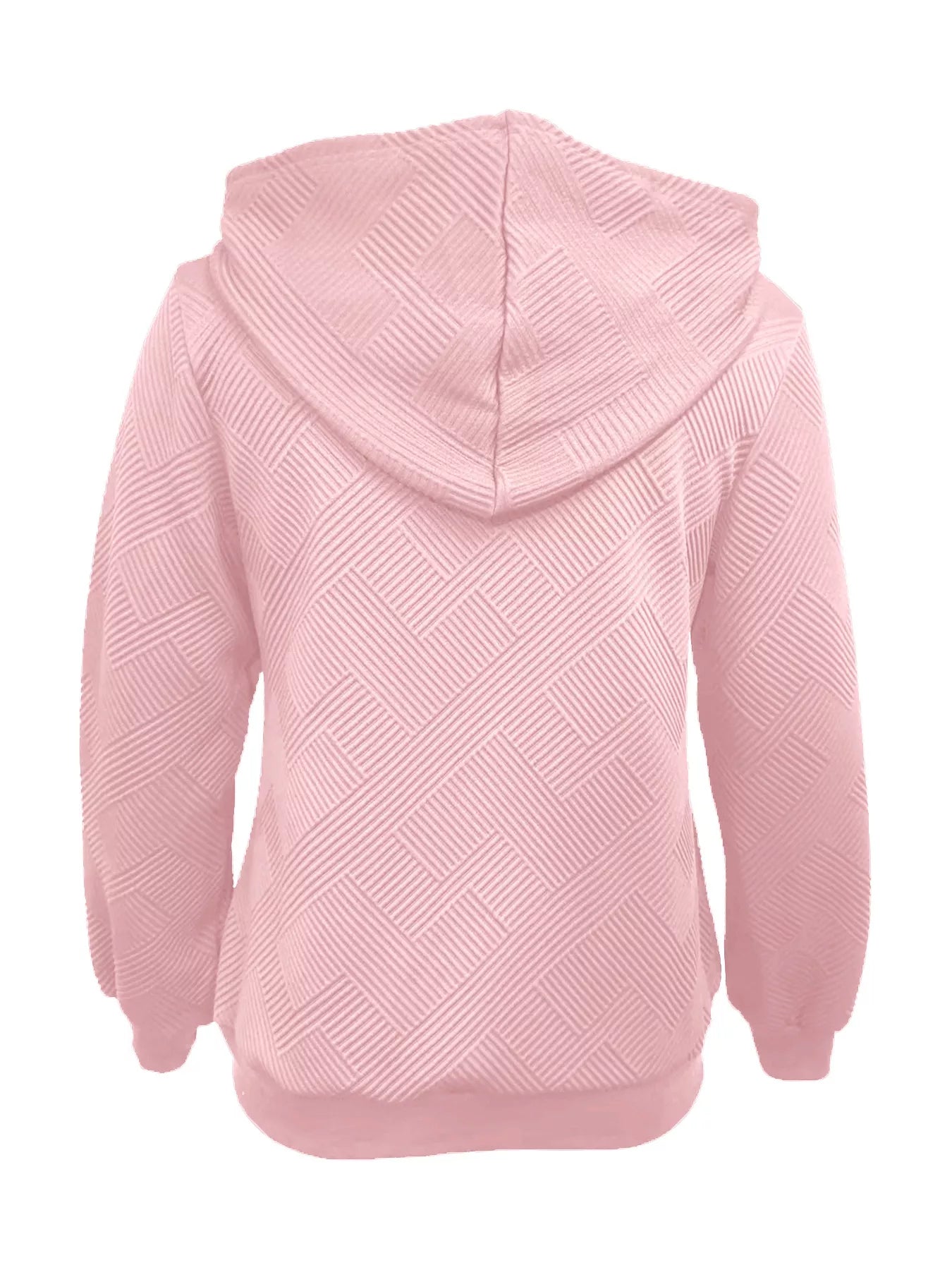 Texture Zip-Up Hoodie with Adjustable Drawstring