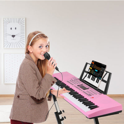 61-Key Digital Music Keyboard for Kids with Microphone Stand