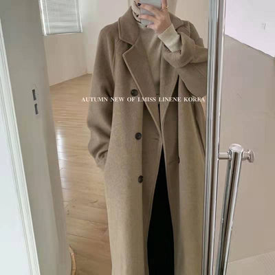 Abrigo de lana de longitud media para mujer para otoño e invierno