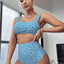 Blue Ditsy Floral High Waist Bikini Set for Women
