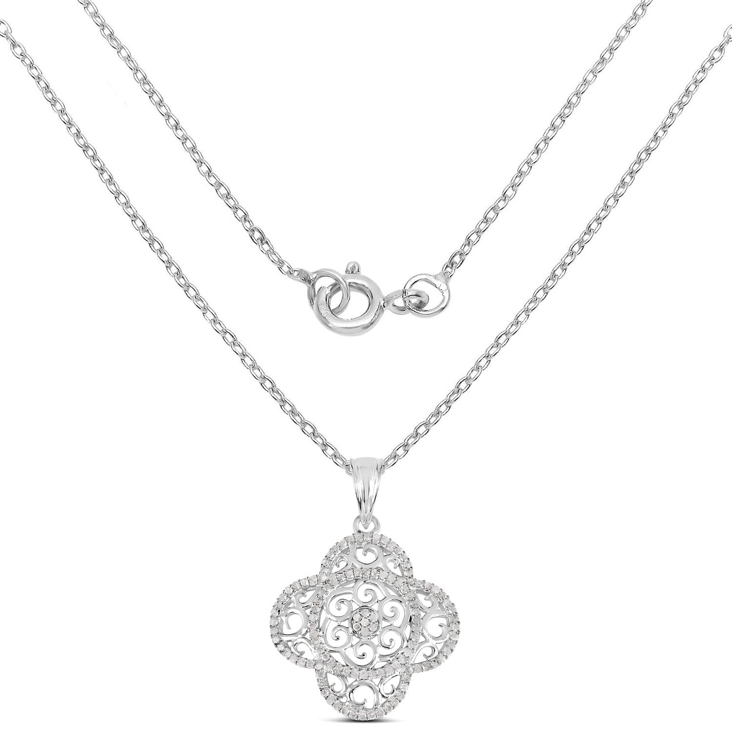 Pendentif en diamant blanc véritable de 0,57 carat en argent sterling