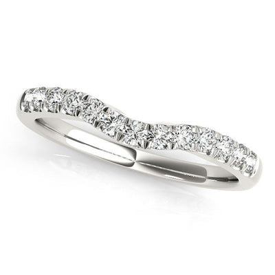 14k White Gold Diamond Curved Design Wedding Band