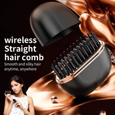 Portable Mini Hair Straightening Comb with Wireless Charging