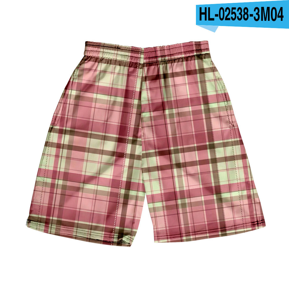 Men's Plaid Casual Beach Shorts