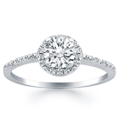 14k White Gold Diamond Halo Engagement Ring