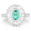 Bague Halo en Émeraude Zambienne de 2,16 Carats et Topaze Blanche