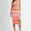 Robe midi en tricot à découpes et rayures multicolores vives