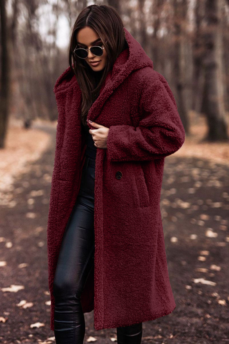 Elegant Plush Faux Fleece Long Coat for Women