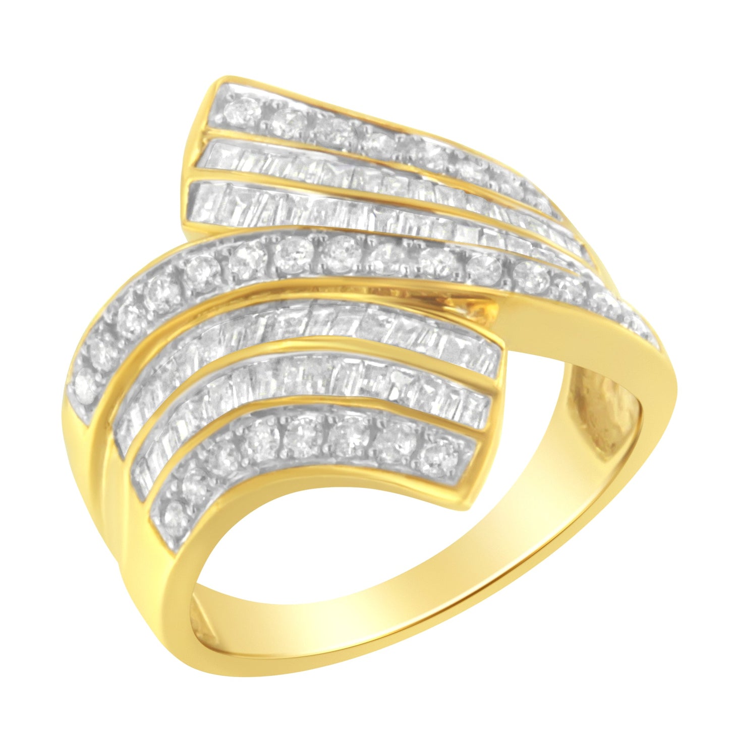 10K Yellow Gold Diamond Bypass Ring - Size 5