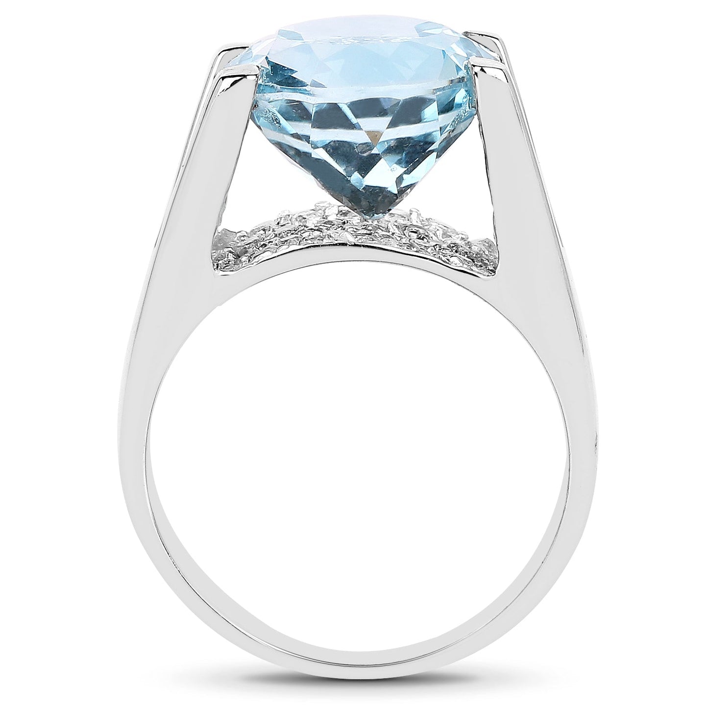 Anillo de Plata Esterlina con Topacio Azul de 7.21 Quilates y Circonitas