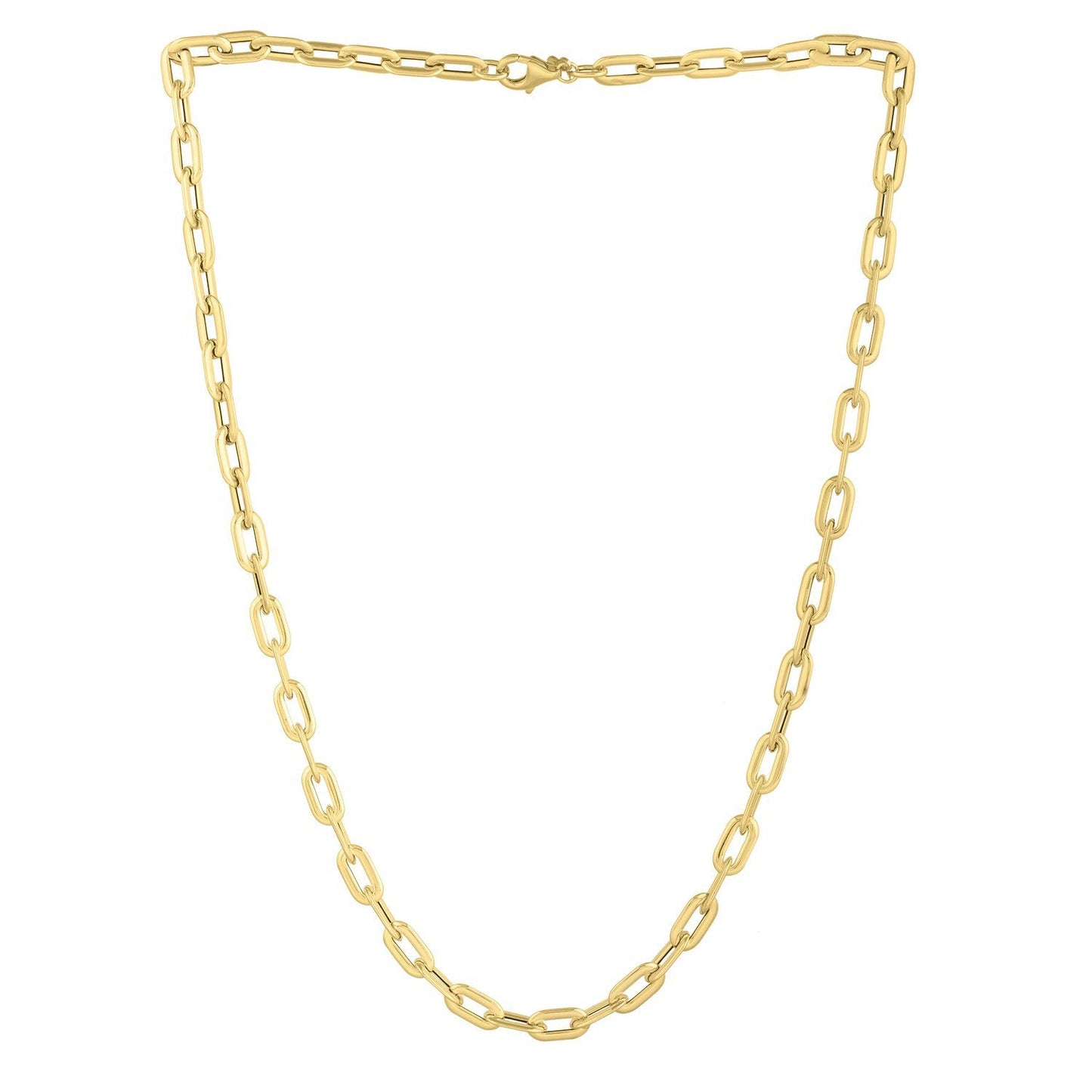 Collier en chaîne en papier clip en or jaune 14 carats avec dôme ovale