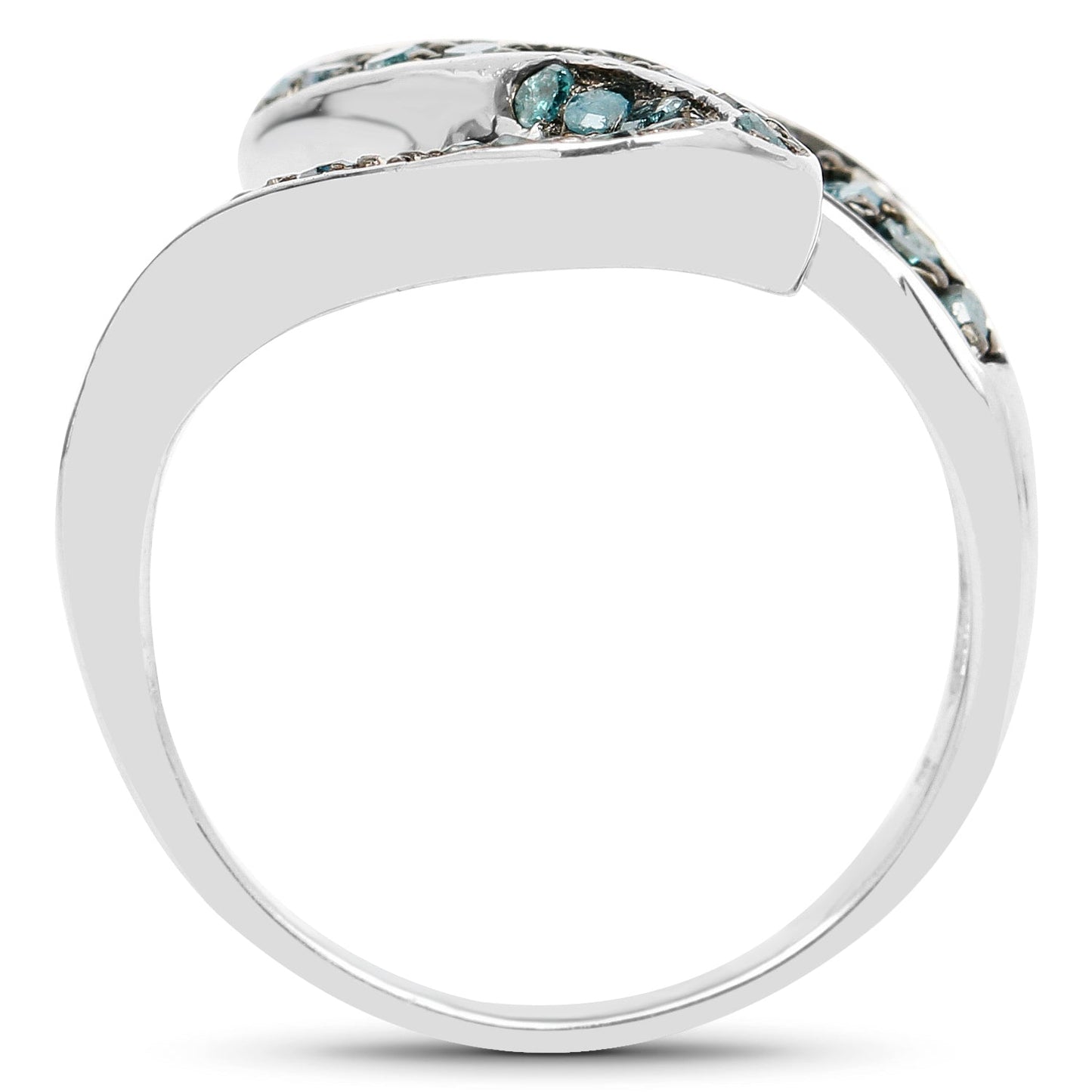 0.76 Carat Genuine Blue Diamond Sterling Silver Engagement Ring