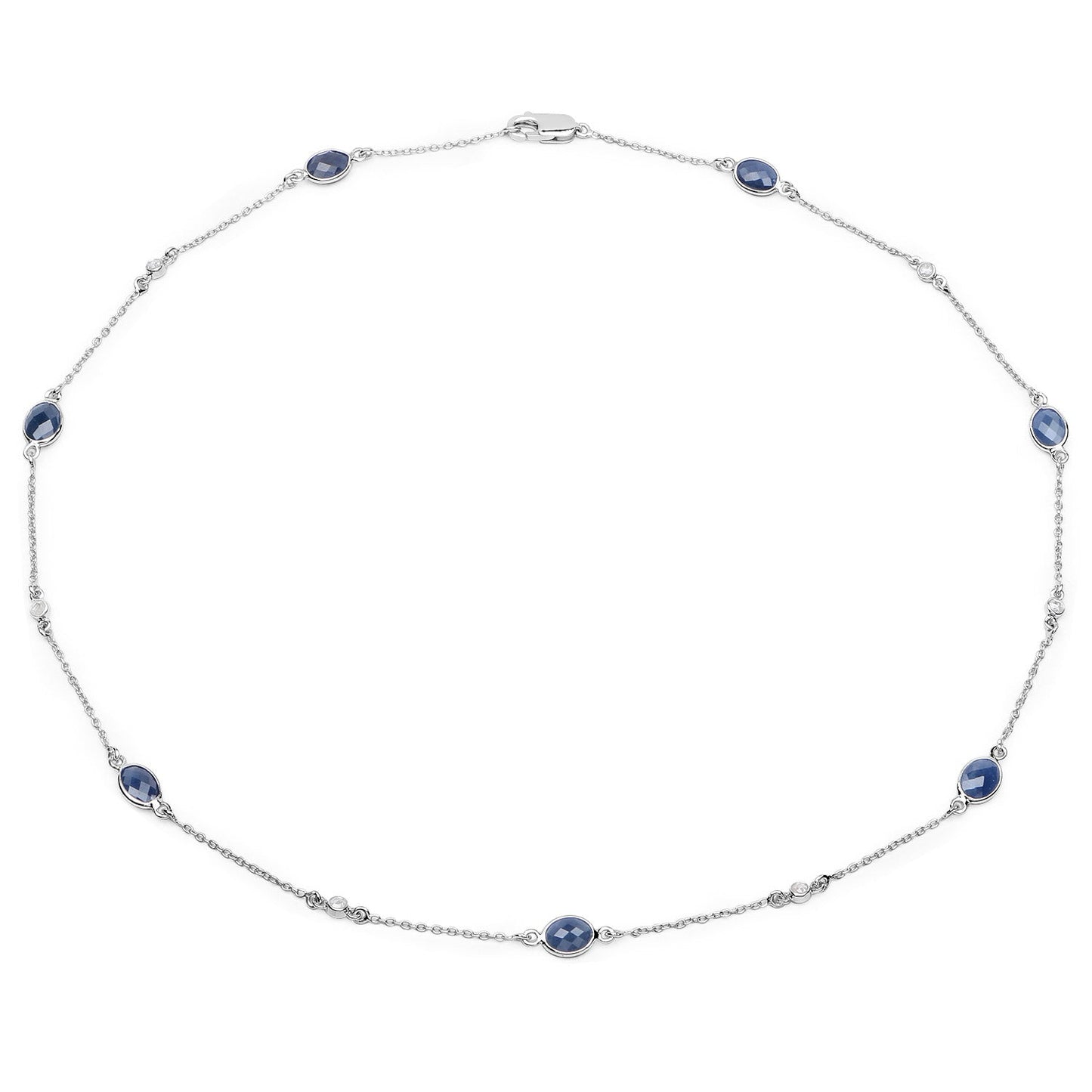 Collier en saphir bleu de 6,43 carats et diamants blancs en argent sterling