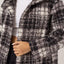 Chaqueta Bouclé a Cuadros con Cuello y Bolsillos
