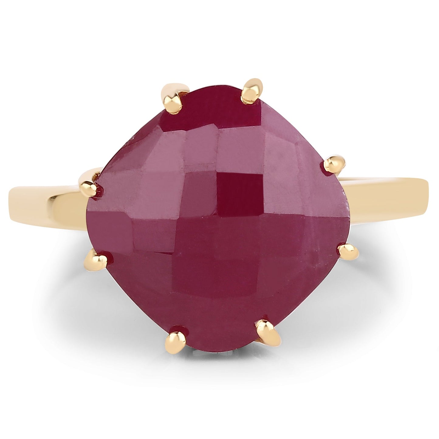 Bague en Argent Sterling Plaquée Or Jaune 14K avec Rubis de 8,95 Carats