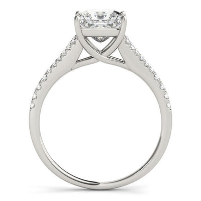 14k White Gold Princess Cut Split Shank Diamond Engagement Ring