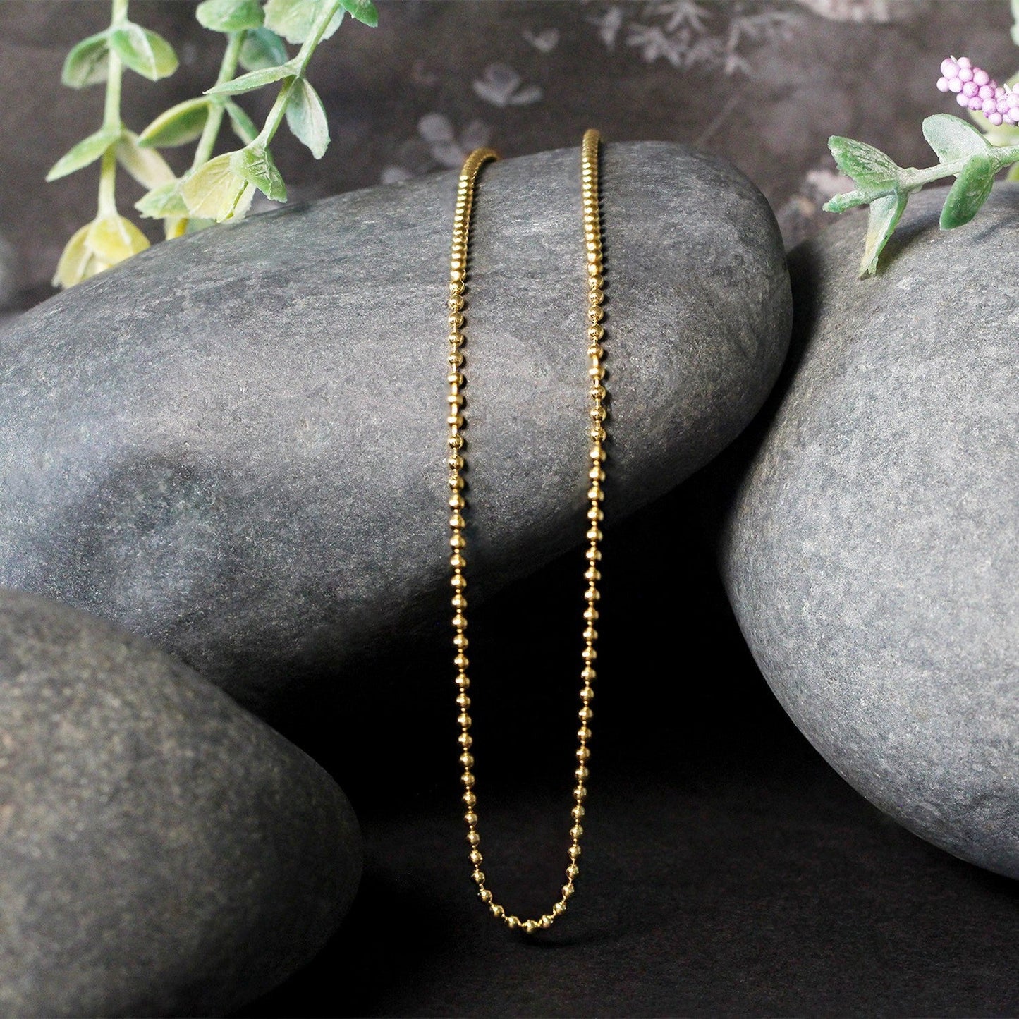 18k Yellow Gold Bead Chain 1.5mm