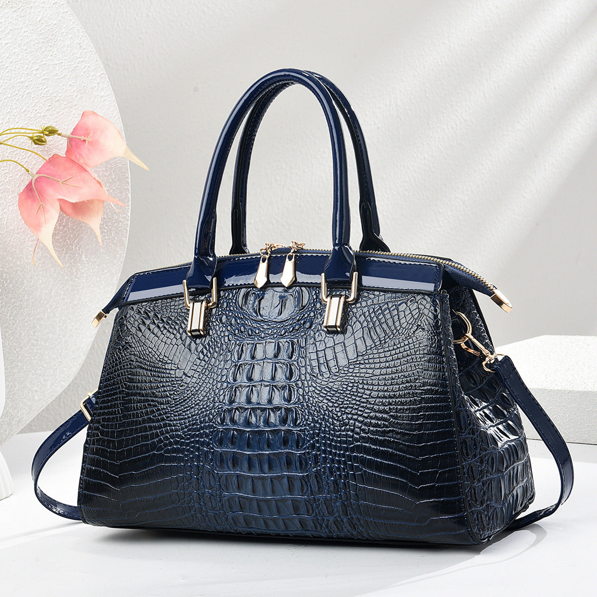 Elegant Patent Leather Large-Capacity Satchel Handbag