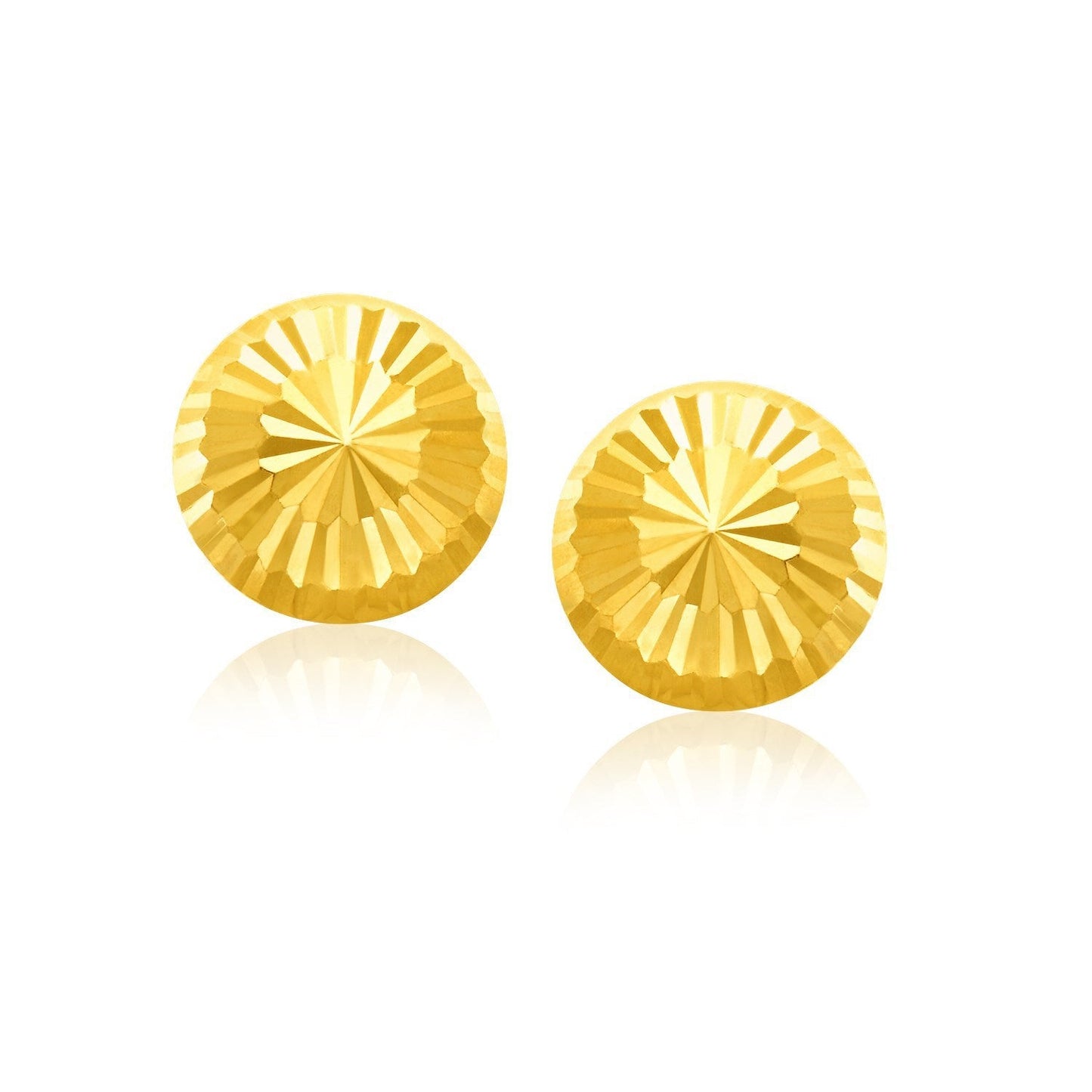 Pendientes de Stud de Diseño Plano Cortado en Diamante de Oro Amarillo de 14k