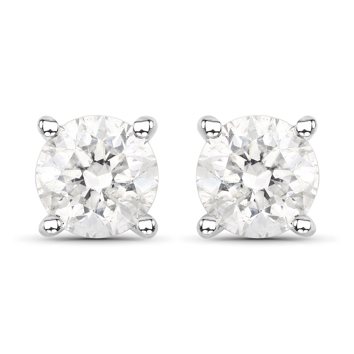 Boucles d'oreilles en diamant blanc véritable de 0,80 carat en or blanc 14 carats