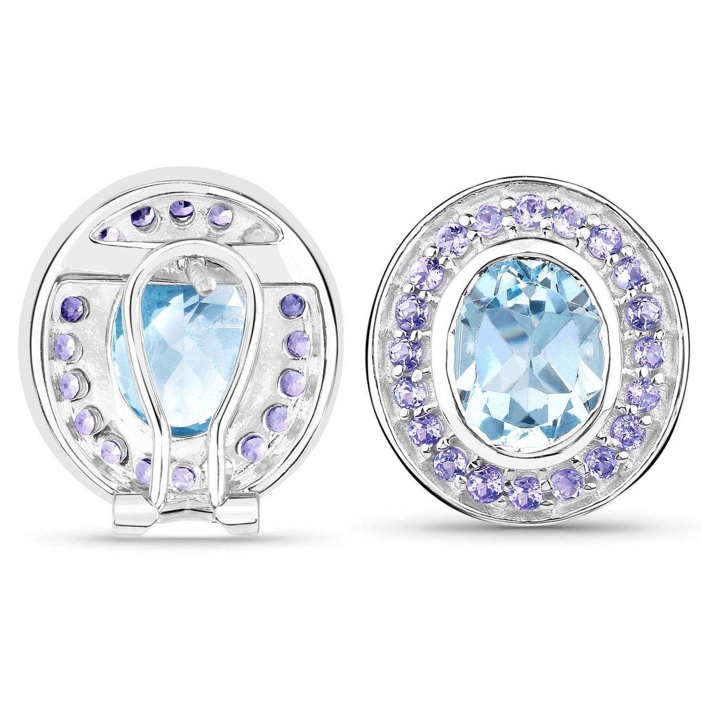6.30 Carat Genuine Blue Topaz and Tanzanite Earrings