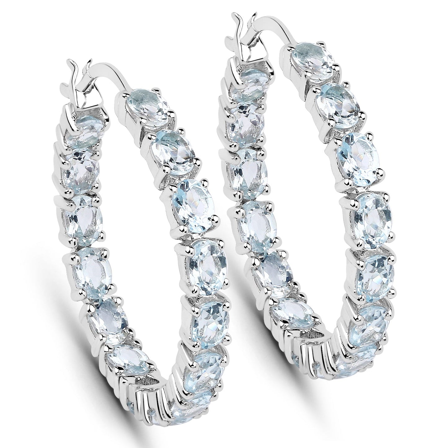 5.70 Carat Genuine Blue Topaz Earrings in Sterling Silver