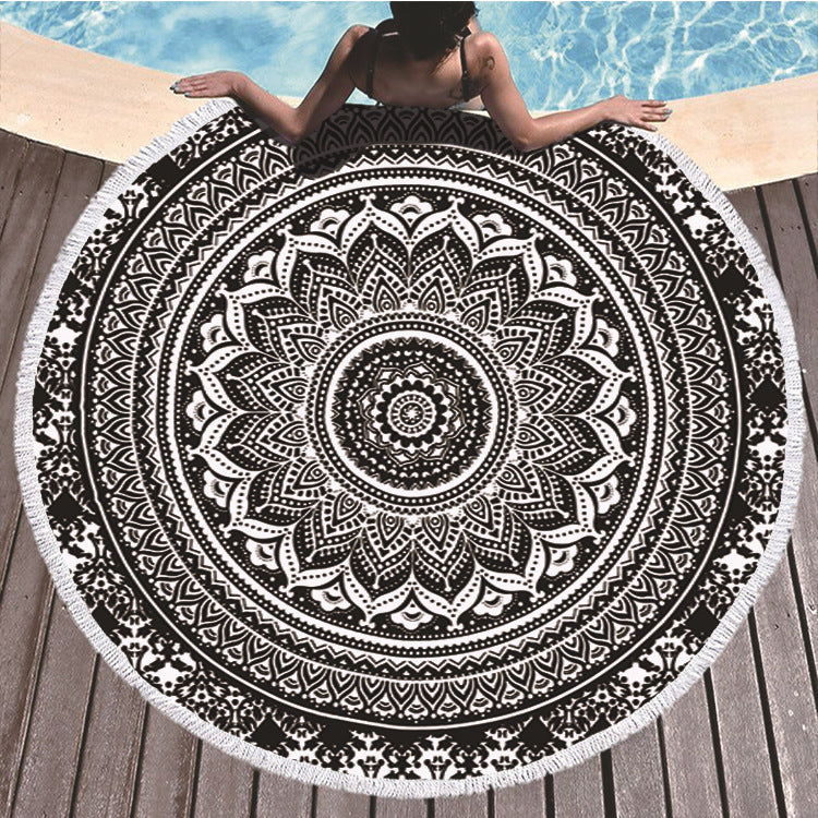 Round Printed Microfiber Beach Towel