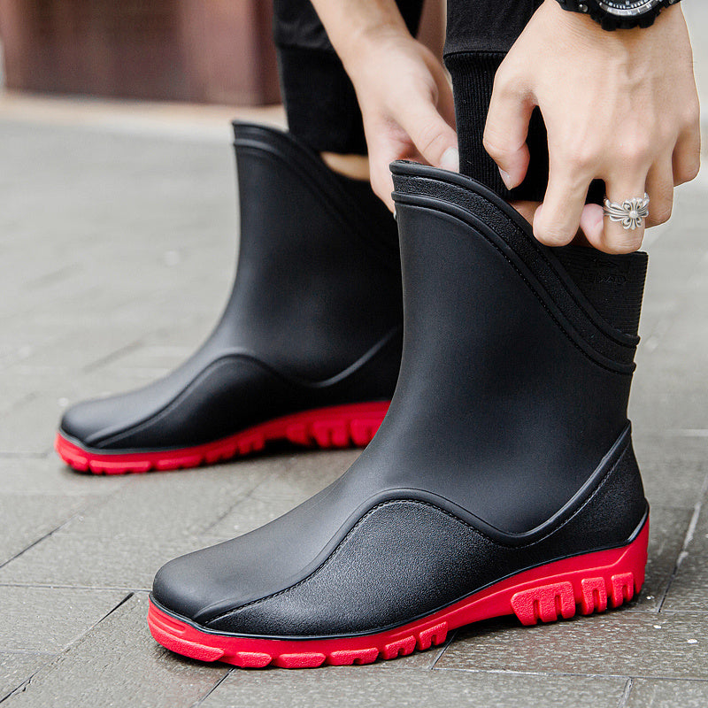 Men's Mid-Tube Waterproof Outdoor Boots