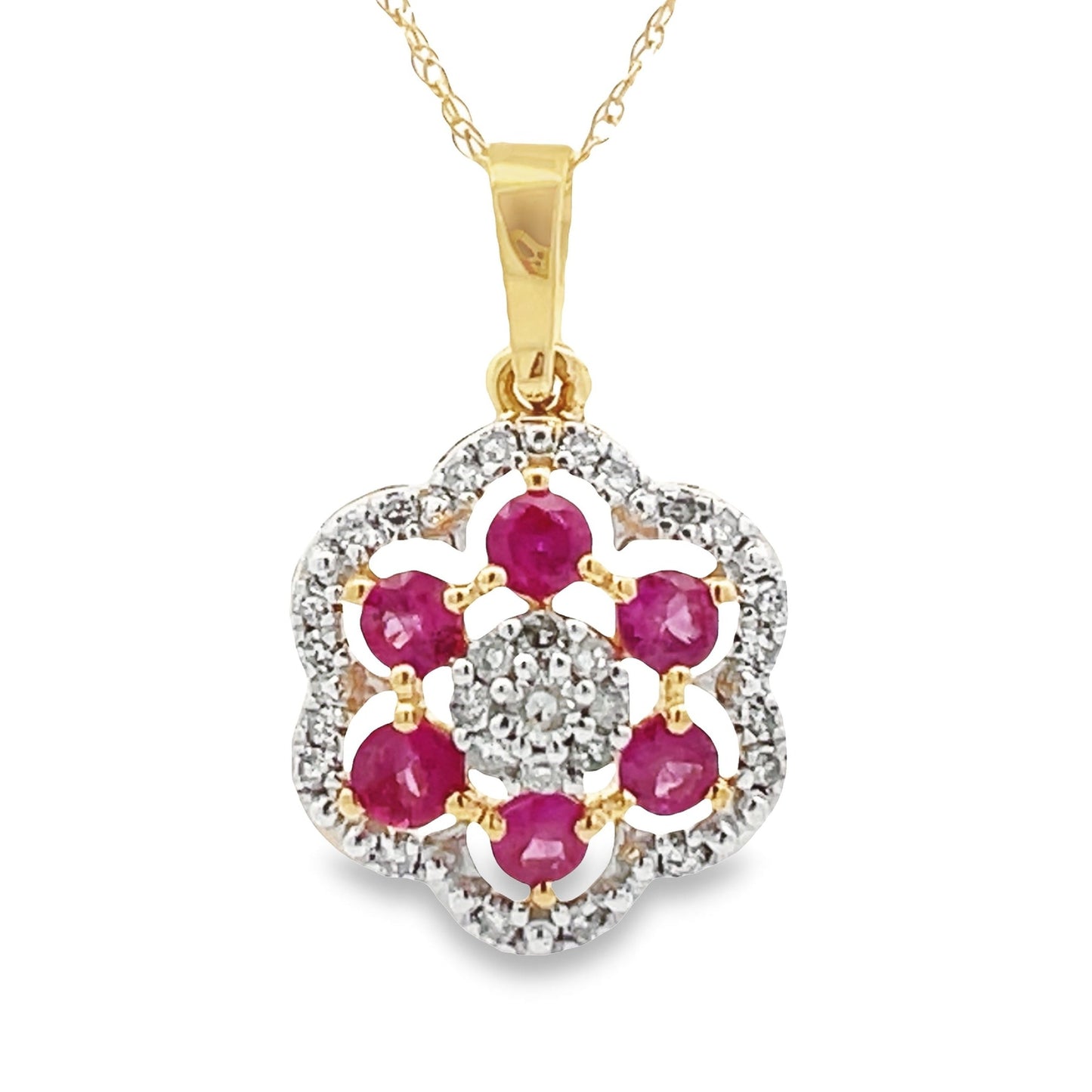 .46ct Ruby and Diamond Pendant in 10KT Yellow Gold