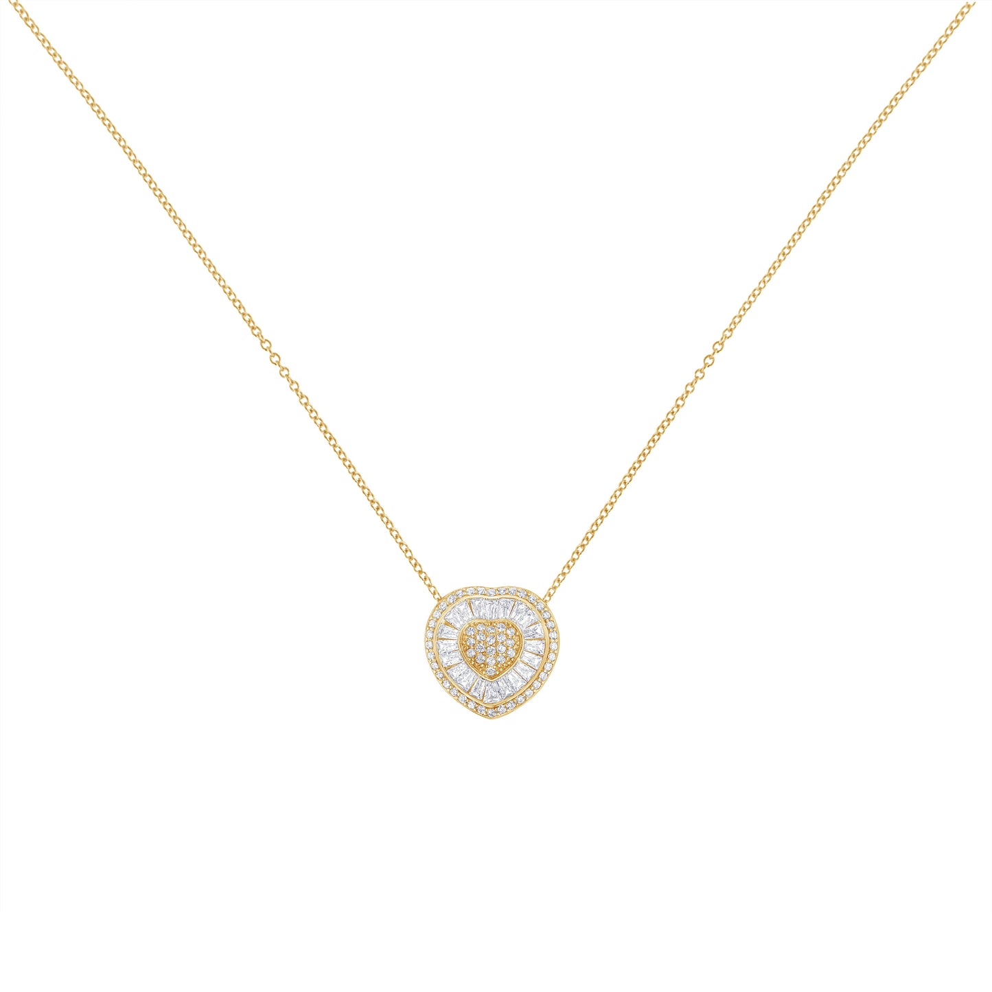 Collar de Pendiente de Corazón de Diamante de Oro Amarillo de 10KT