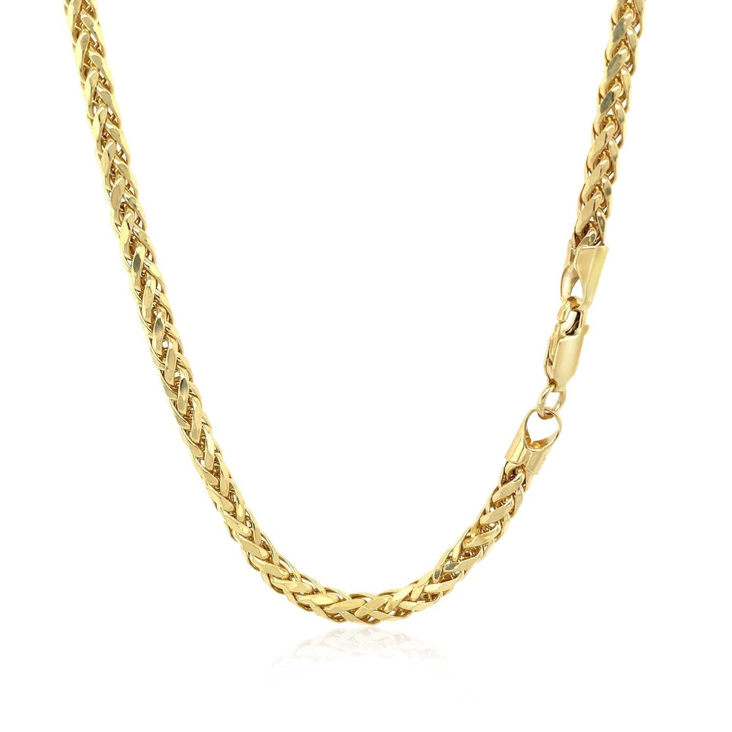 Cadena Franco Redonda de Corte Diamante de Oro Amarillo de 14k - 3.15mm
