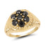 14K Yellow Gold Plated Black Diamond Sterling Silver Ring