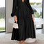 Elegant Lightweight Deep V-Neck Balloon Sleeve Maxi Dress