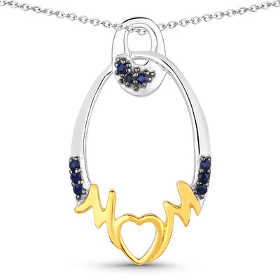 Pendentif en saphir bleu de 0,18 carat en argent sterling