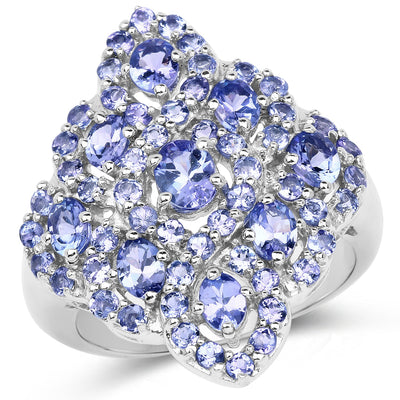 Bague de fiançailles en argent sterling avec tanzanite véritable de 3,31 carats