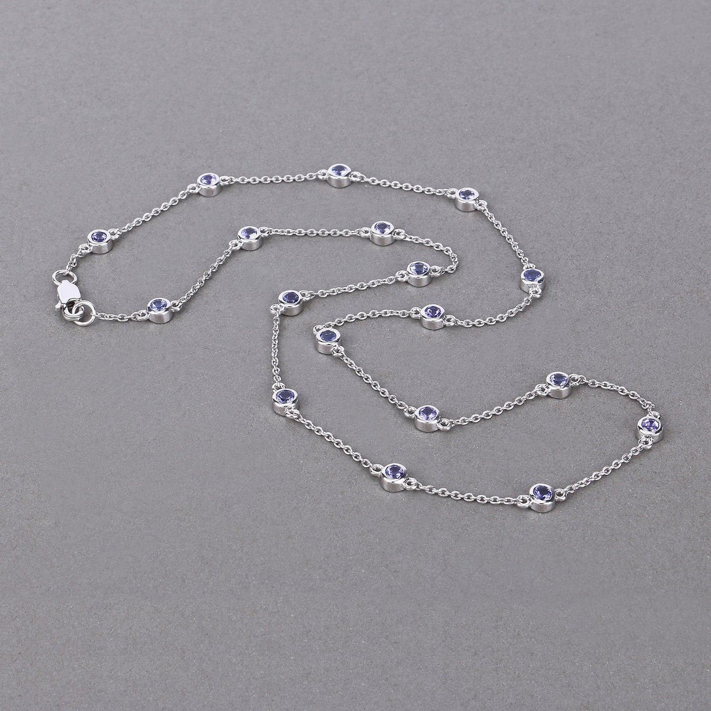 1.80 Carat Genuine Tanzanite Necklace in .925 Sterling Silver