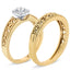 Ensemble de Bagues de Fiançailles en Argent Sterling Plaqué Or Jaune 14K avec Halo de Diamants - Tai