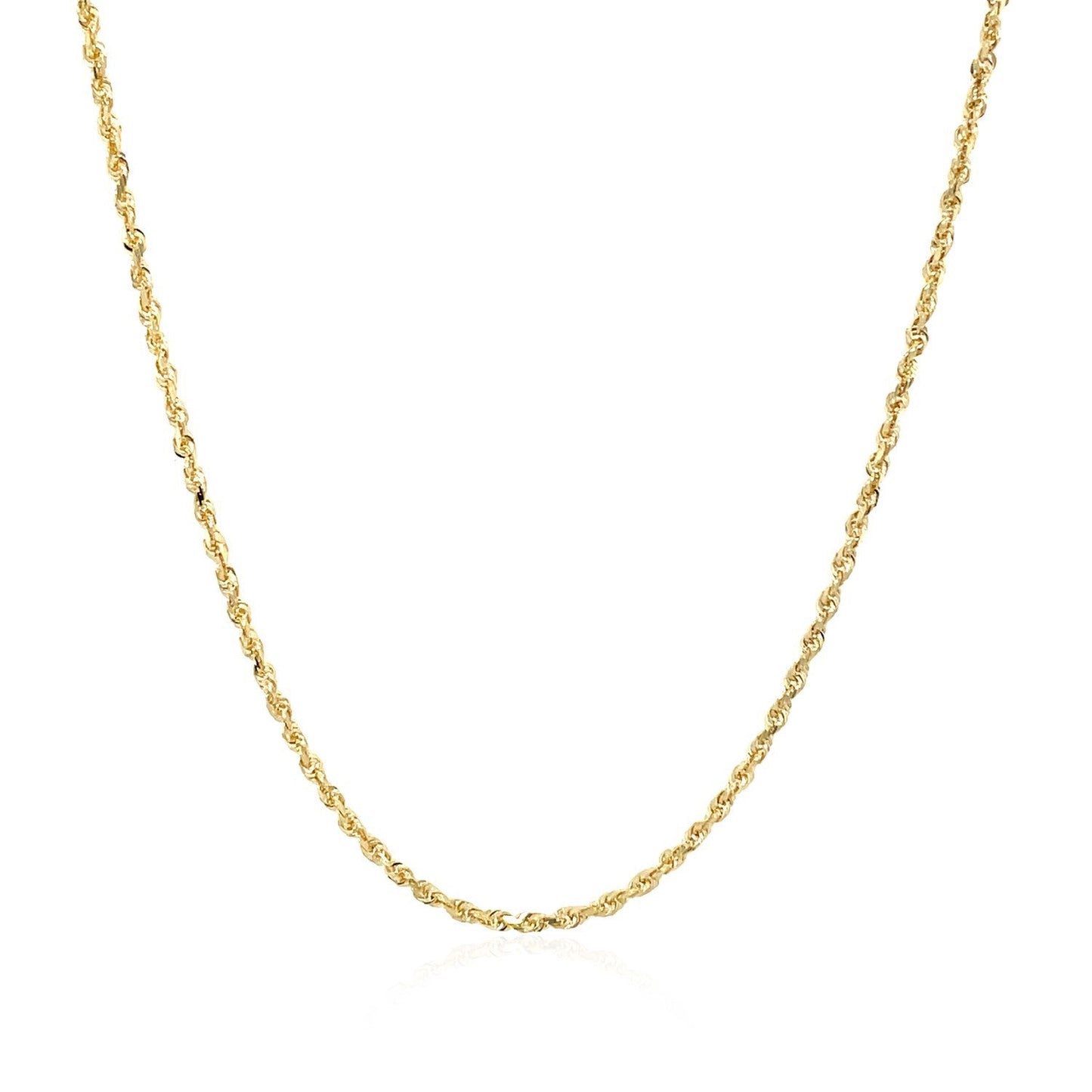 Chaîne en or jaune 10 carats solide avec coupe diamant en corde 1,4 mm