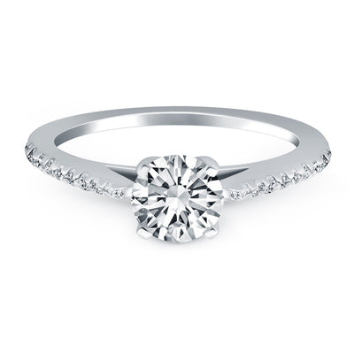 Anillo de Compromiso Catedral de Diamante con Micro Engaste en Oro Blanco de 14k