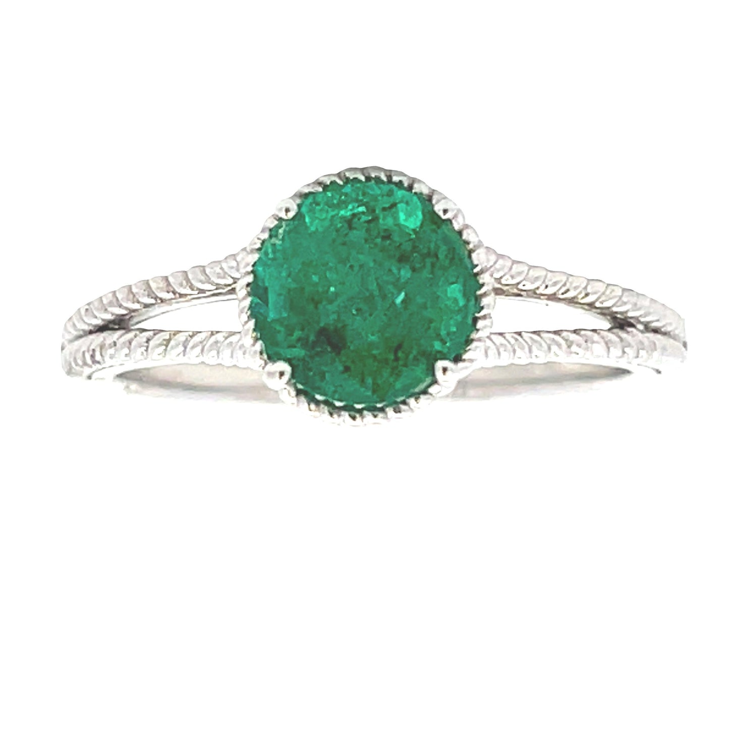 Anillo de Compromiso de Esmeralda Genuina de 1.28ct en Oro Blanco de 14KT