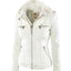 Women's Detachable Lapel Long Sleeve Solid Color Zipper Leather Jacket Coat - Korvel