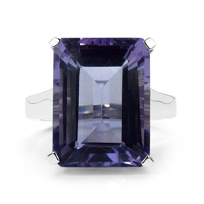 11.47 Carat Genuine Amethyst Sterling Silver Engagement Ring