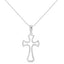 Collier Pendentif Croix Ouverte Encadrée de Diamants en Argent Sterling .925