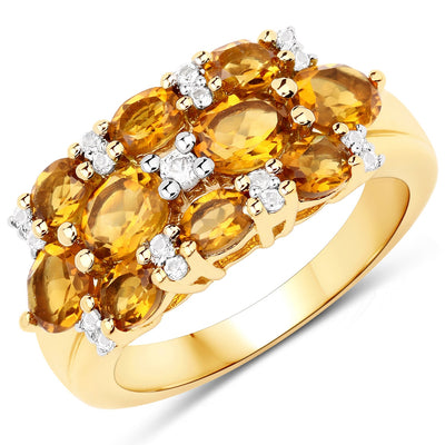 14K Yellow Gold Plated Citrine & White Topaz Ring