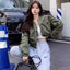 Casual Black Workwear-style Baseball Jacket