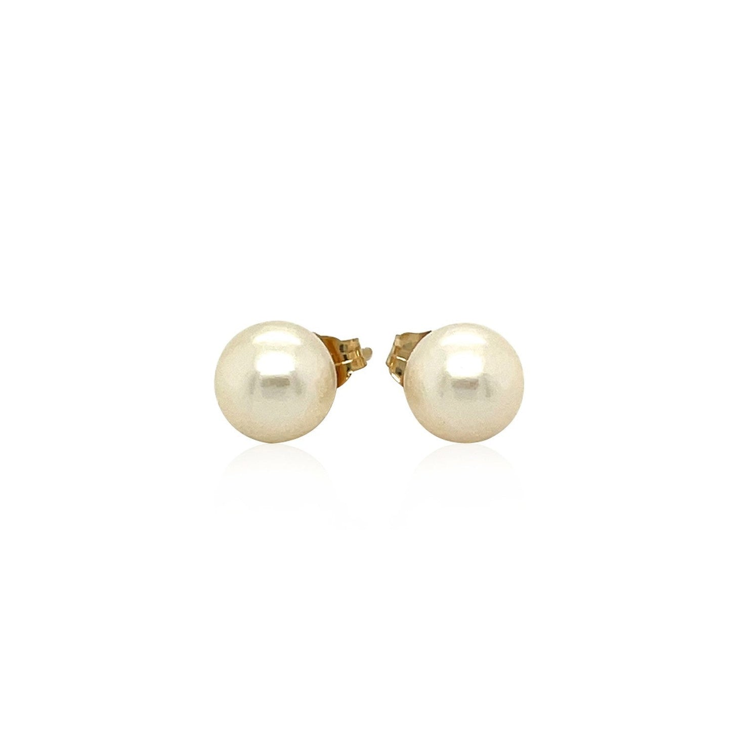 14k Yellow Gold Freshwater Cultured Pearl Stud Earrings