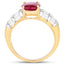 Bague en Argent Sterling Plaqué Or Jaune 14K avec Rubis et Topaze Blanche
