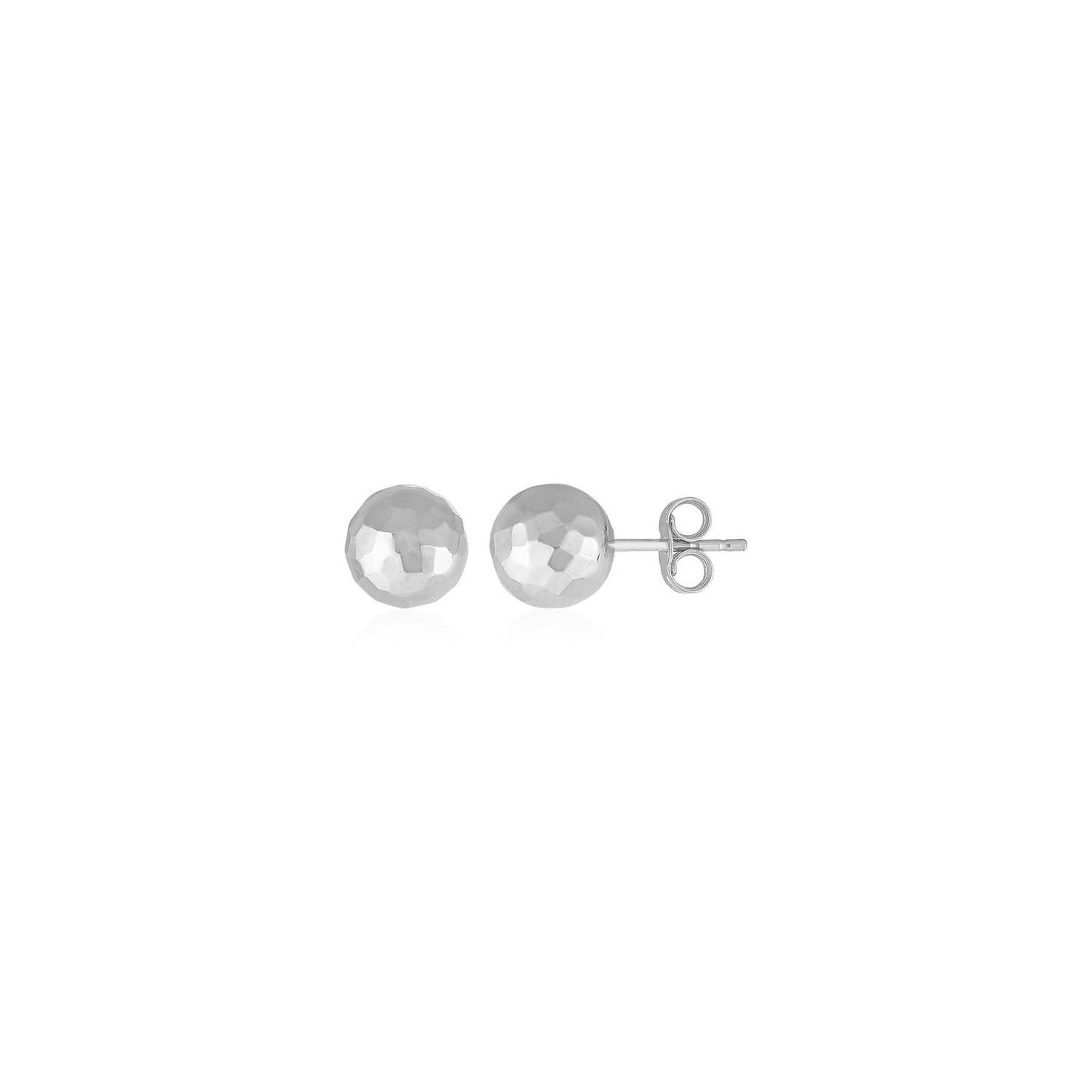 14k White Gold Faceted Ball Earrings