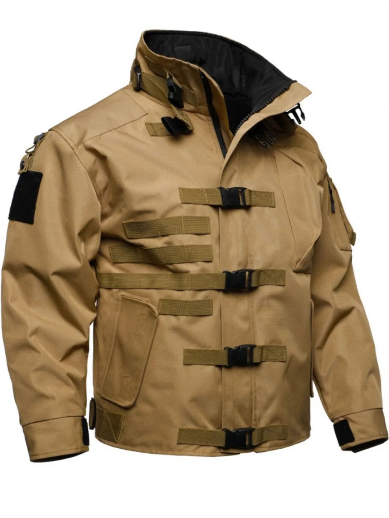 Men's Plus Size Multi Buckle Water-Resistant Jacket