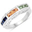 Bague de fiançailles en argent sterling .925 avec saphirs multicolores de 1,08 carat